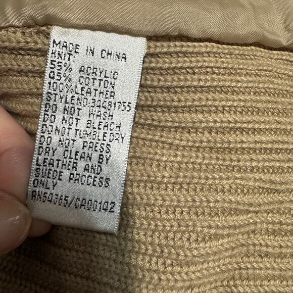 NYGARD Jacket Womens 2X Beige Suede Rabbit Fur Collar Knit Body Western Boho - Picture 10 of 10